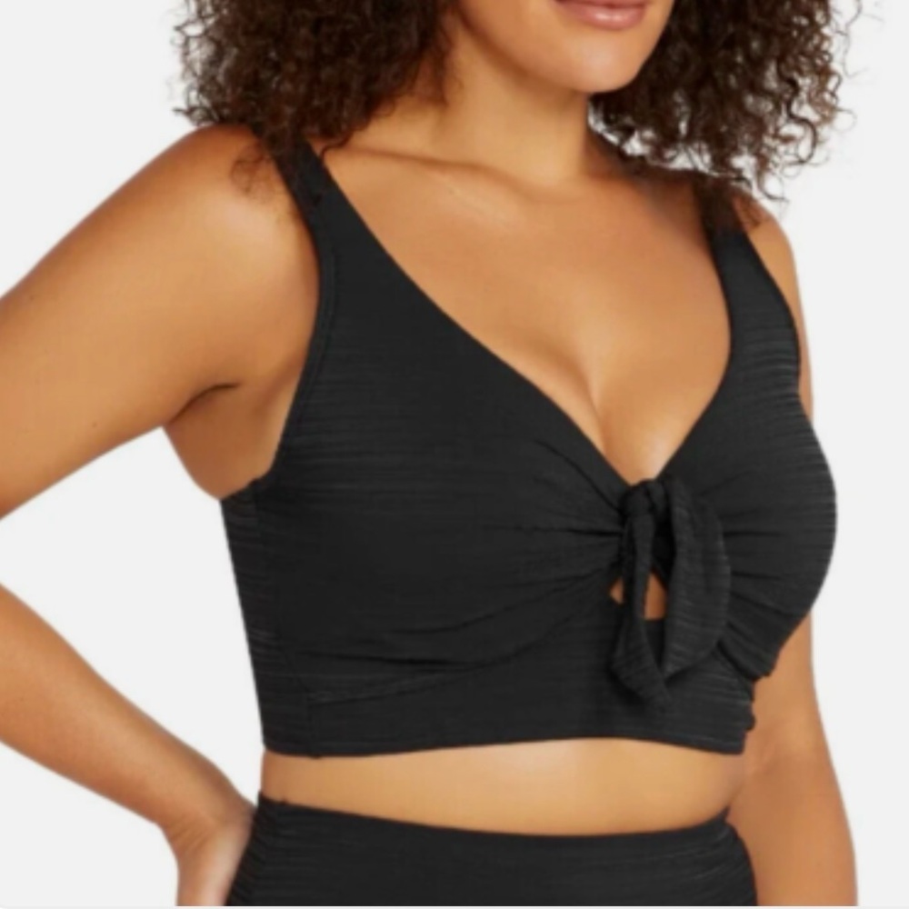 Artesands Aria Cezanne Bikini Top | Black Ribbed D/DD Cup Size US 18